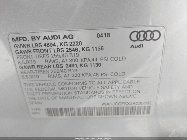 Parting Out- 2018 Audi Q3 8U- 282