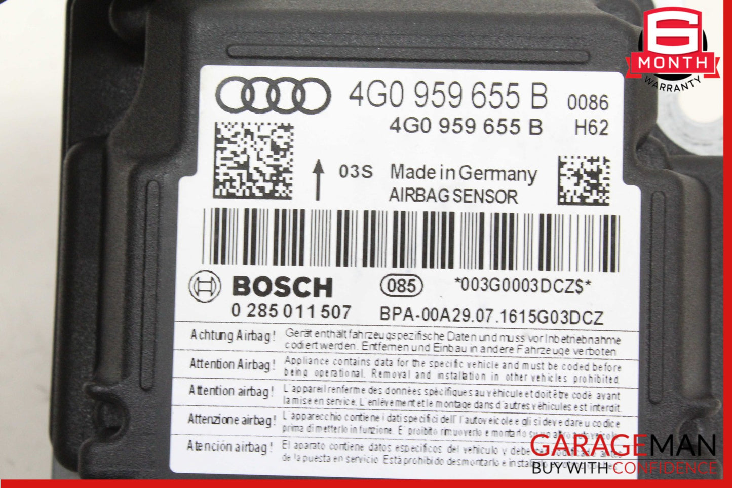 2012-2018 Audi A6 A7 Airbag Air Bag Sensor Module Bosch 4G0959655B OEM