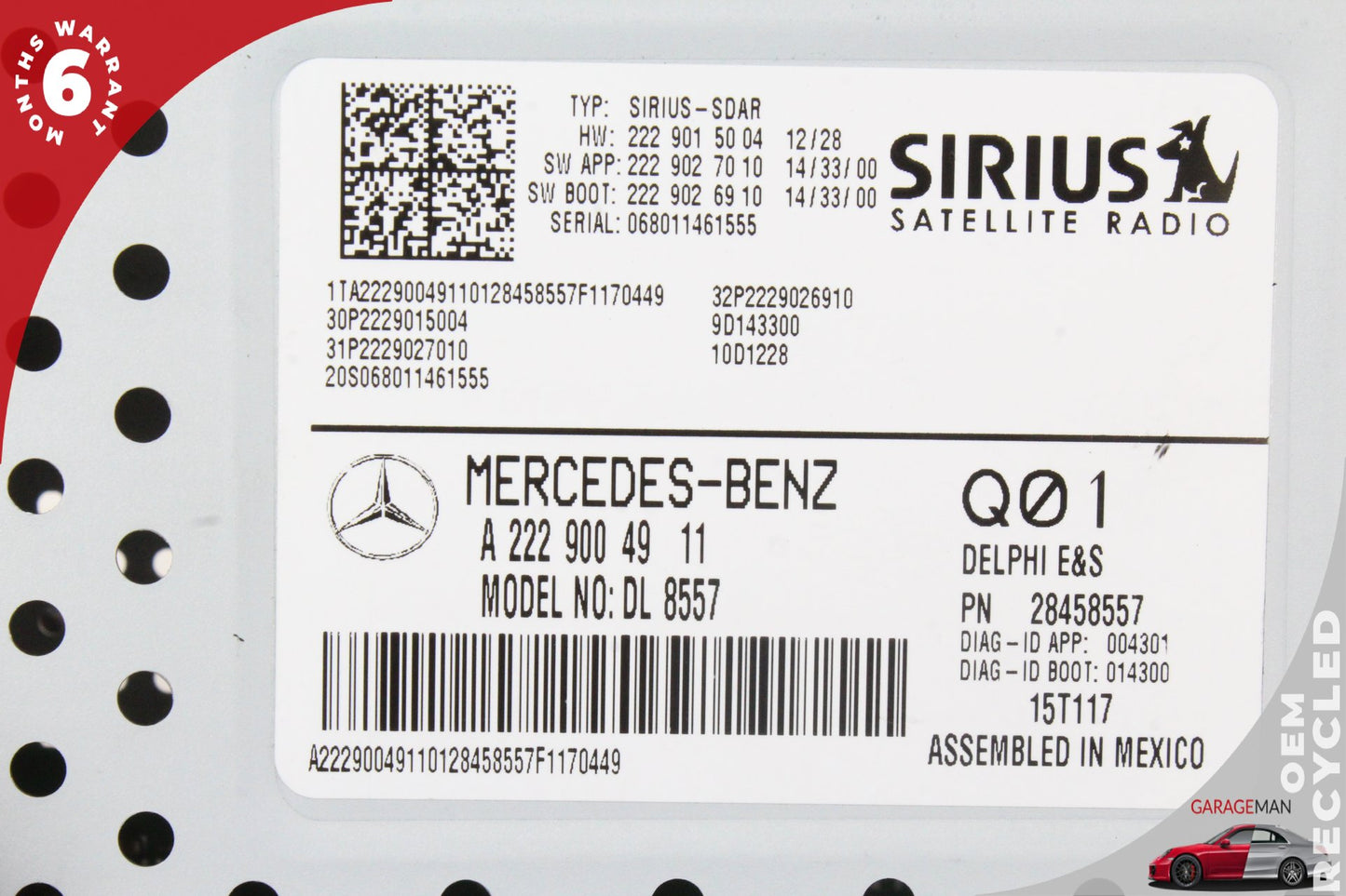 2015-2020 Mercedes W117 CLA45 AMG Sirius Satellite Radio Receiver 2229004911 OEM