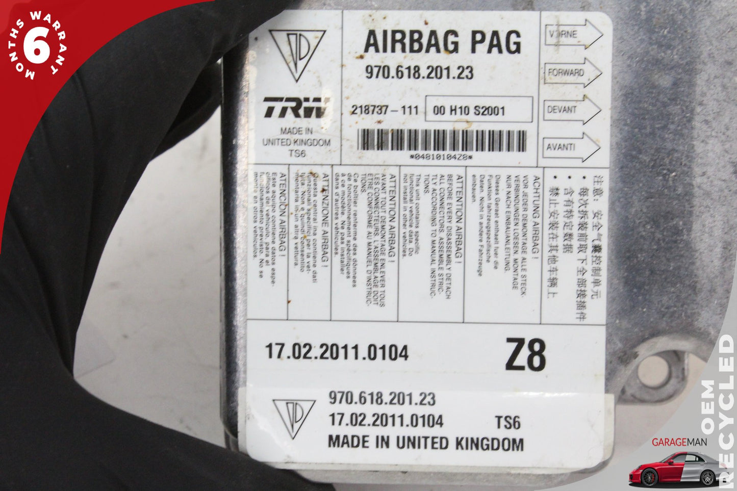 2010-2016 Porsche Panamera 970 Airbag Air Bag SRS Sensor Module 97061820123 OEM