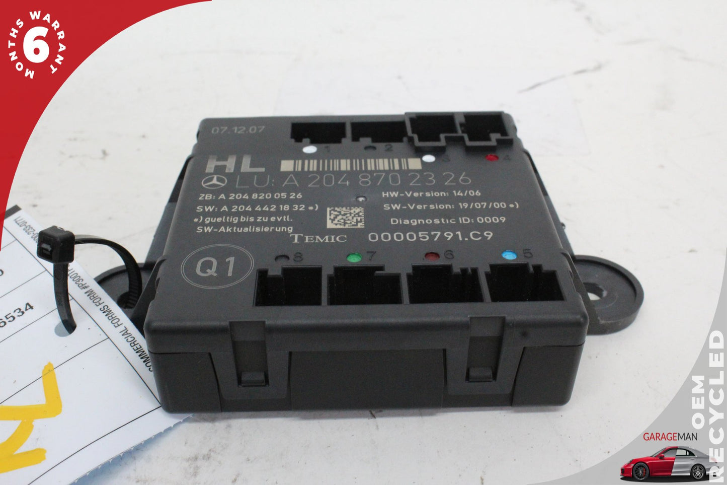 08-14 Mercedes-Benz C300 w204 Sedan Left Rear Door Control Module 2048702326 OEM