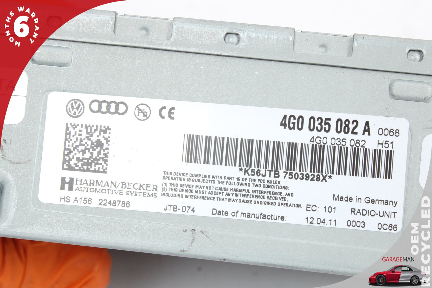 2012-2018 Audi A6 C7 AM FM Audio Radio Receiver Module 4G0035082 OEM