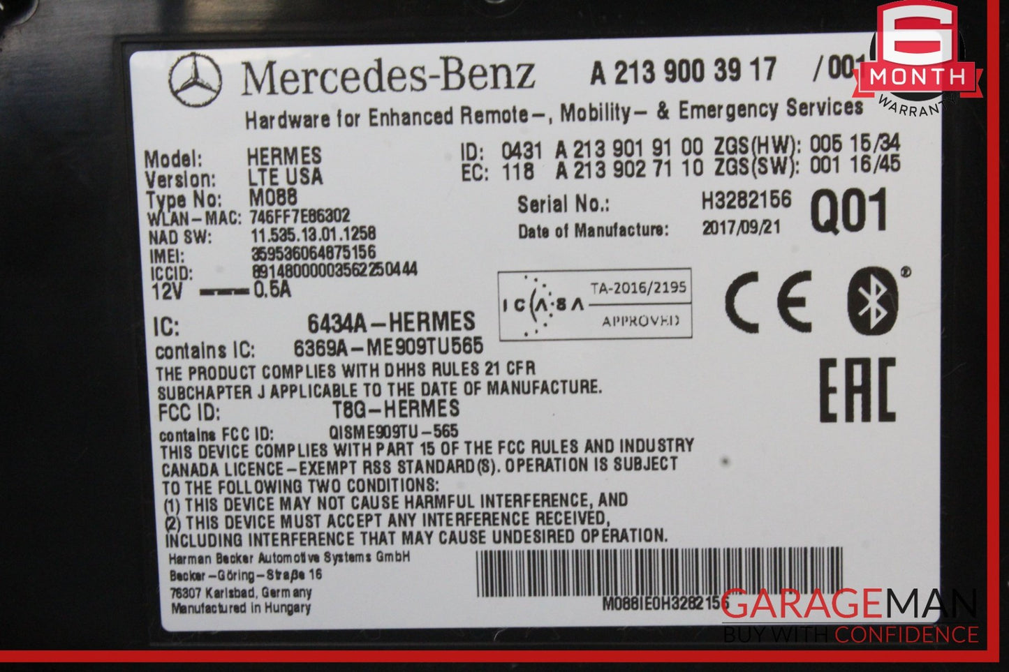 15-18 Mercedes-Benz C300 W205 Telematic Control Module 2139003917 Genuine