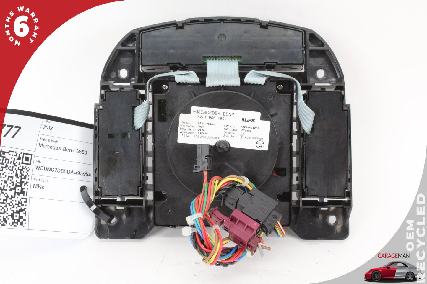 10-14 Mercedes-Benz S550 W221 Control Switch Knob 2219054600