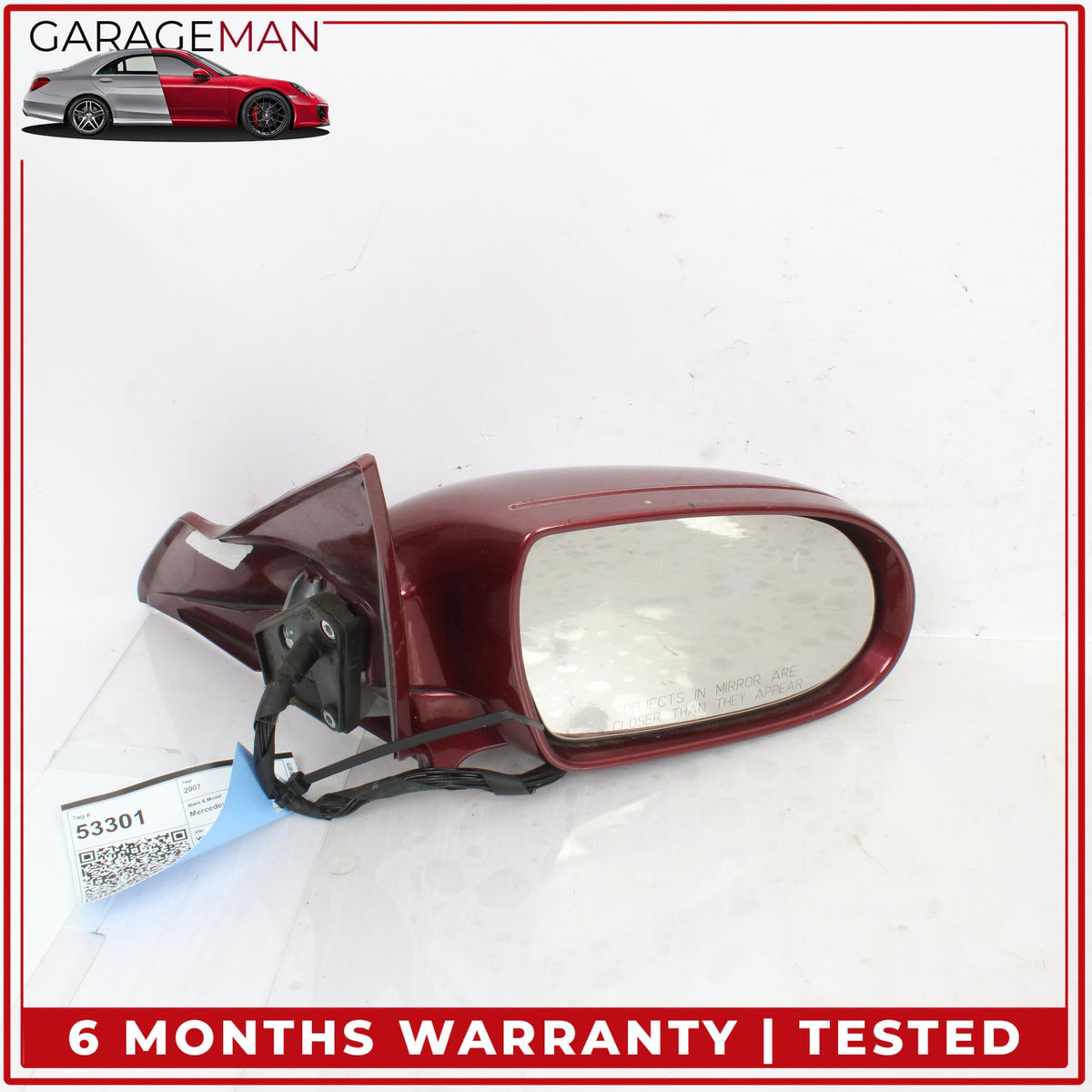2004-2008 Mercedes R230 SL550 Front Right Door Rear View Mirror Thulite Red OEM