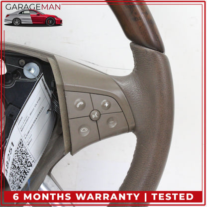 2006-2008 Mercedes X164 GL550 GL450 Steering Wheel Brown Wood 1644603503 OEM