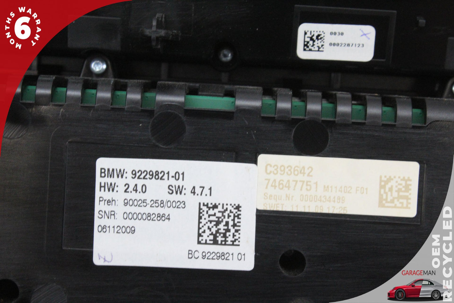 2009-2012 BMW 750i Front AC Temperature Climate Control Switch Panel 9229821 OEM