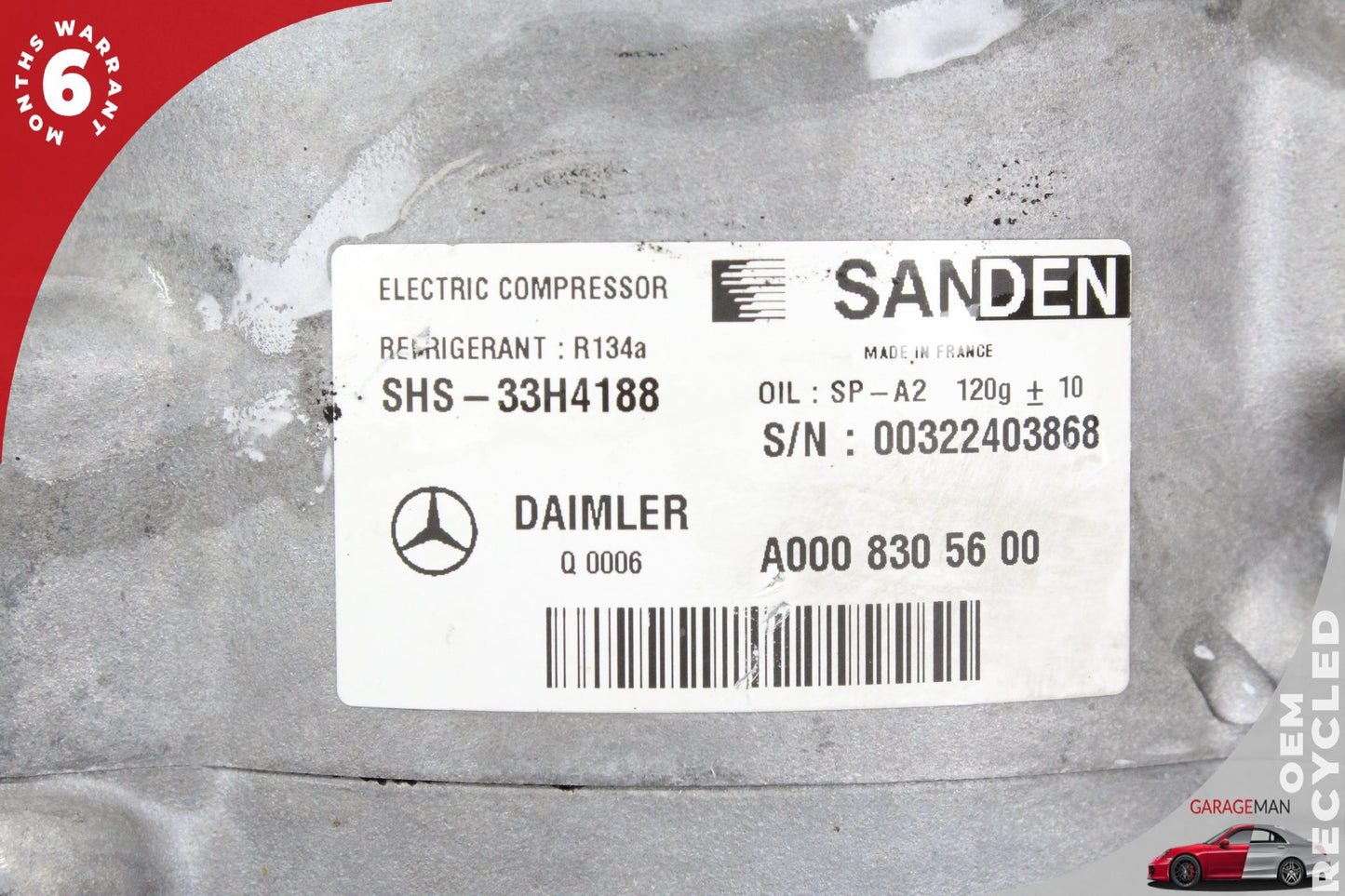 2016-2018 Mercedes-Benz C350e W205 Sedan AC A/C Air Conditioning Compressor 0008305600