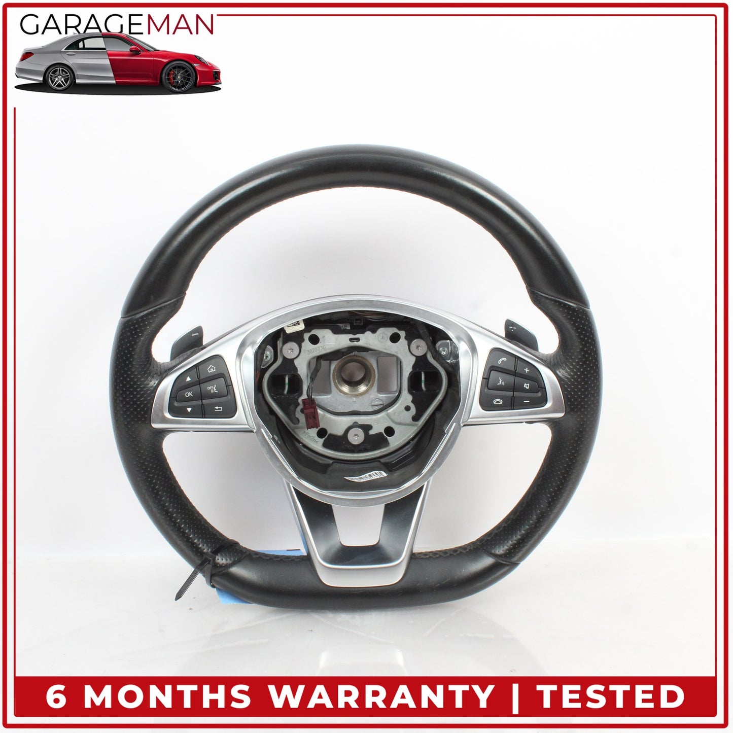 2015-2020 Mercedes W205 C300 Flat Bottom Steering Wheel w/ Paddle Shifters OEM