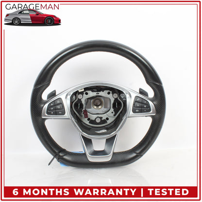 2015-2020 Mercedes W205 C300 Flat Bottom Steering Wheel w/ Paddle Shifters OEM