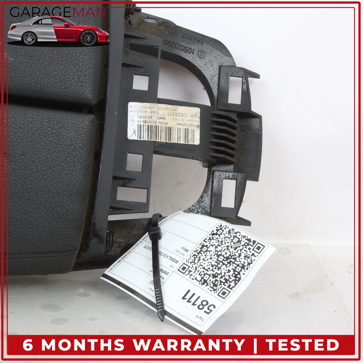 2012-2018 BMW 650i F13 Front Center Armrest Lid Cover Black Nappa 9216385 OEM