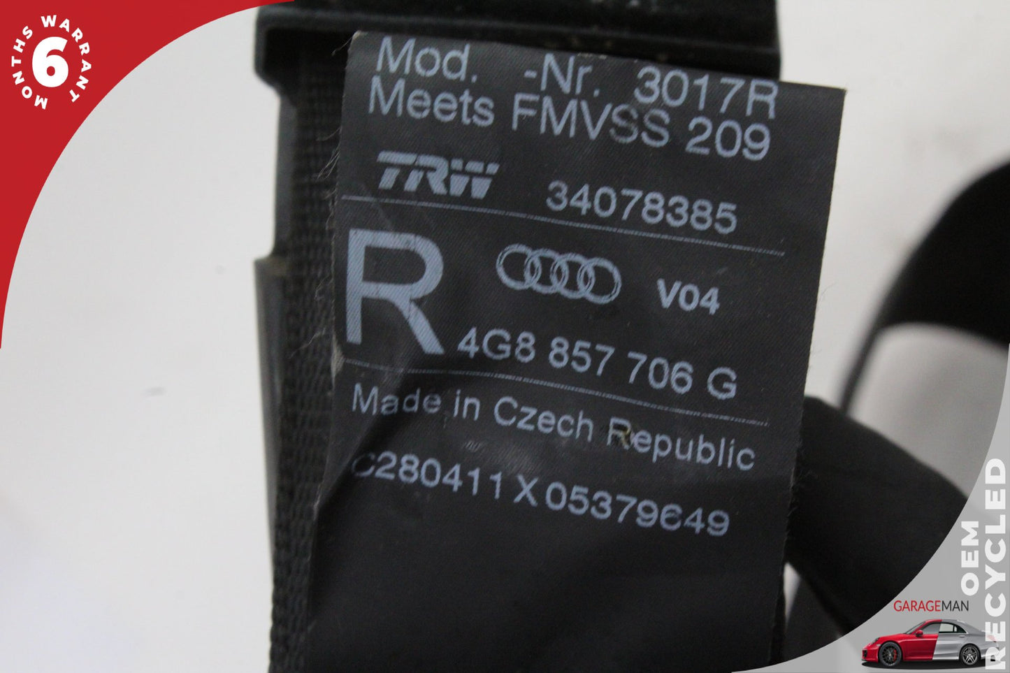 2012-2018 Audi A7 A6 Front Right Passenger Side Seat Belt Black 4G8857706G OEM