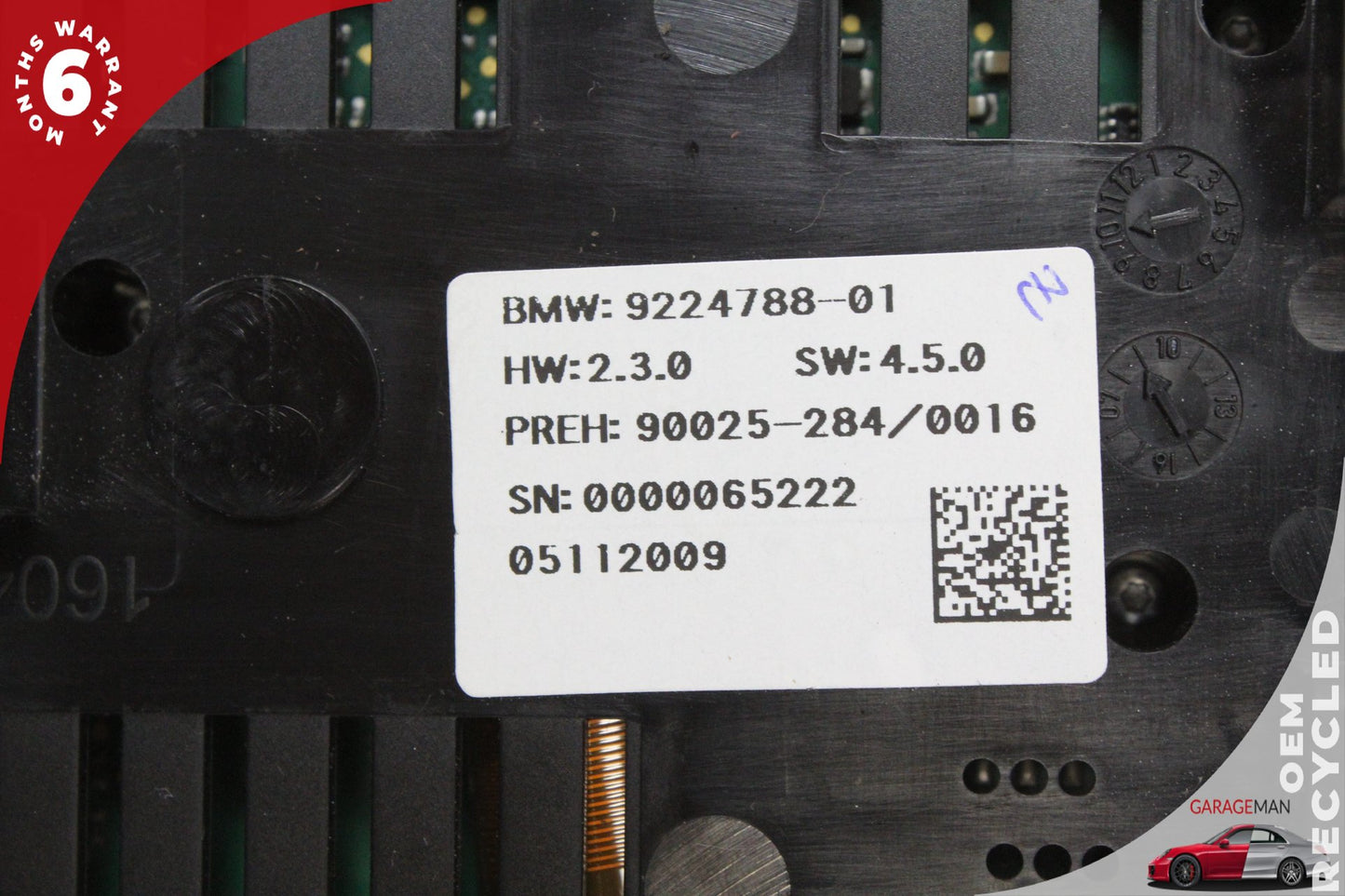 2009-2015 BMW 750i 740i Rear AC A/C Climate Control Switch Panel 9224788 OEM