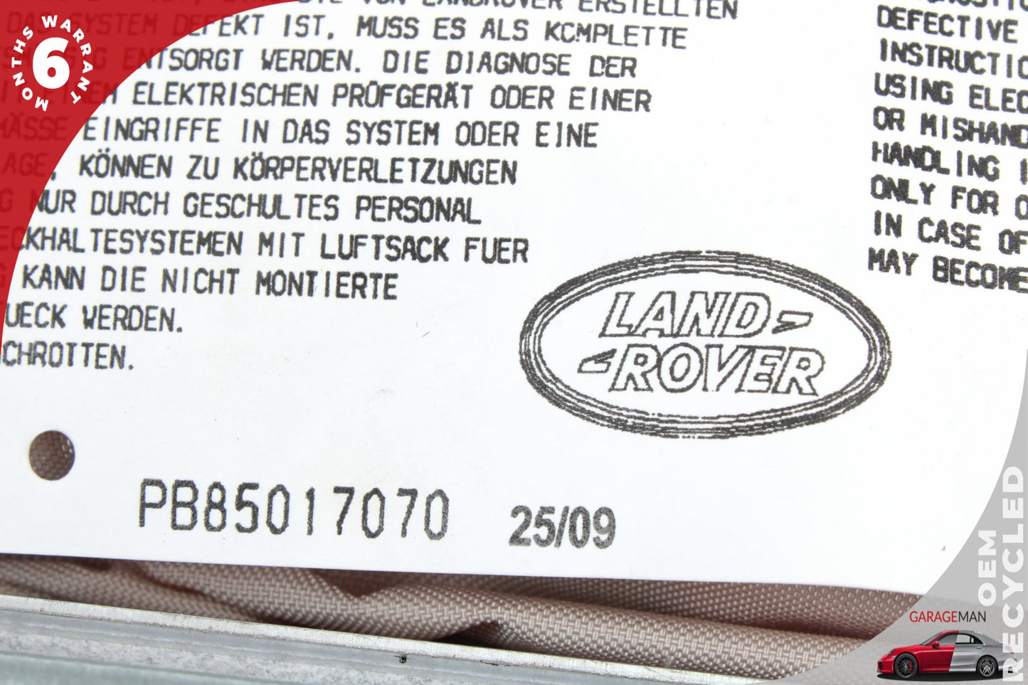 2006-2013 Land Rover LR4 SUV Front Right Side Dash Airbag AH22042A96AA OEM