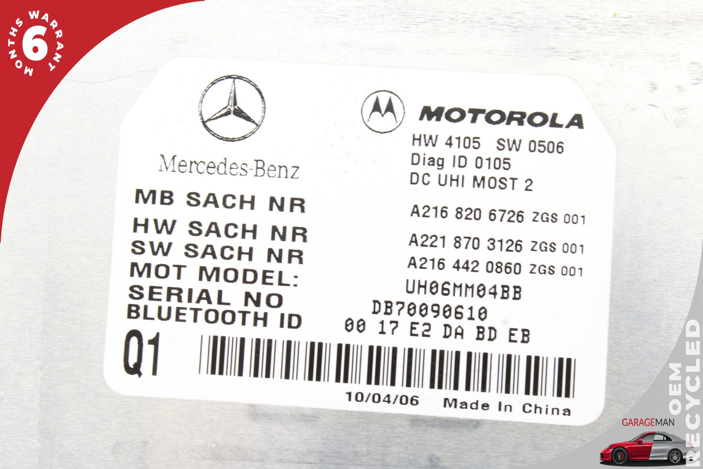 2007-2010 Mercedes W221 S550 Bluetooth Control Module Unit 2168206726 OEM