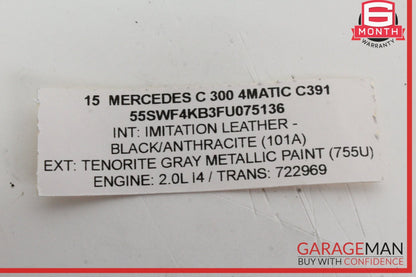 2015-2021 Mercedes W205 C300 4MATIC Left Side Roof Upper Curtain Airbag OEM
