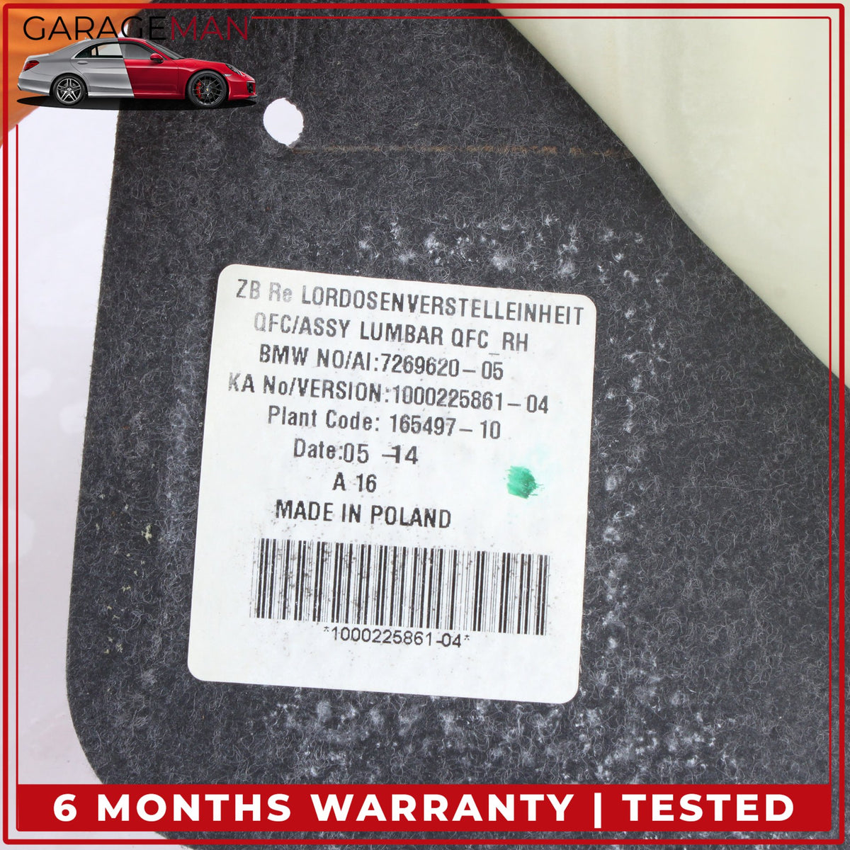 2012-2018 BMW 640i F12 Front Right Passenger Side Seat Lumbar Support Pad OEM