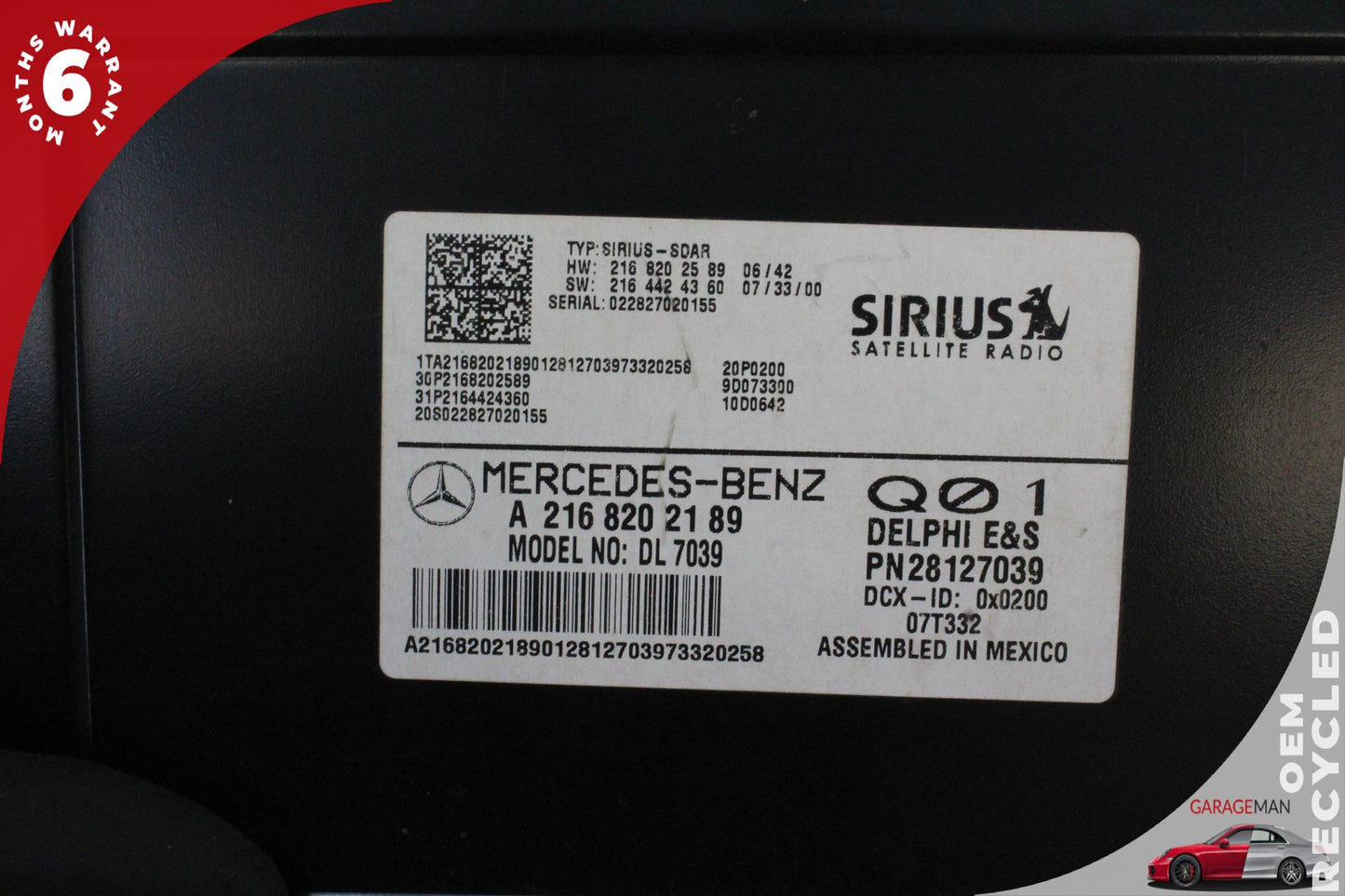 2007-2014 Mercedes W204 C300 Sirius Satellite Radio Receiver 2168202189 OEM