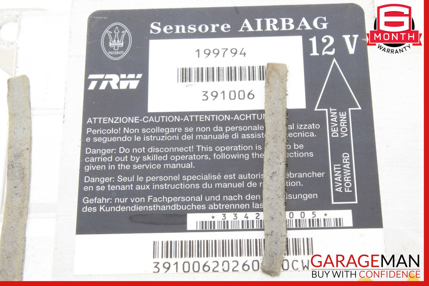 03-13 Maserati Quattroporte M139 Airbag Air Bag SRS Control Module Unit OEM
