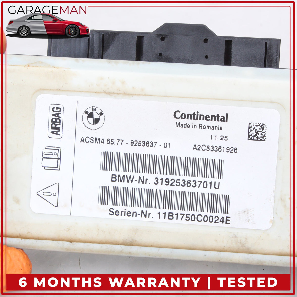 2012-2018 BMW 650i F13 Crash Safety Computer Control Module ACSM4 9253637 OEM