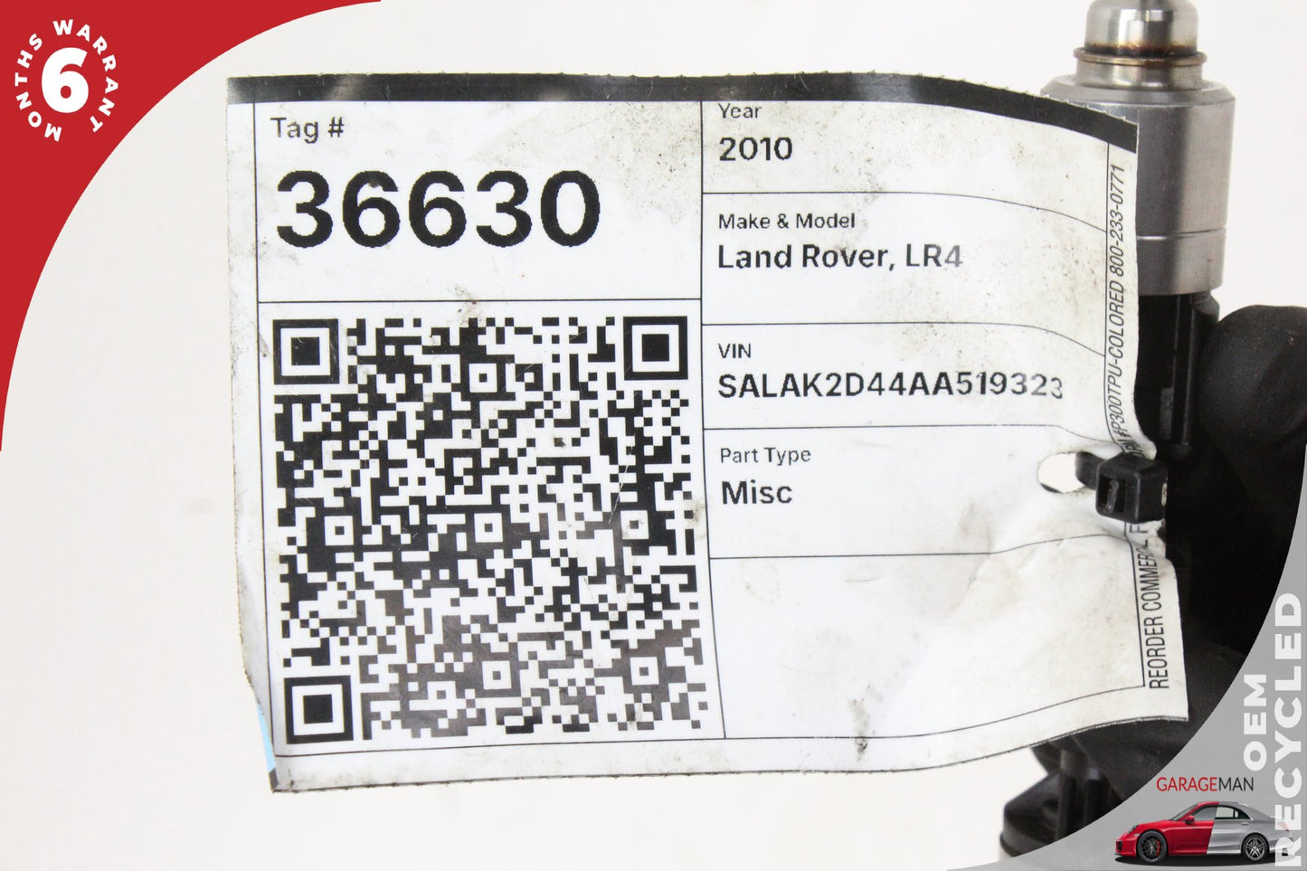 2010-2013 Land Rover LR4 Engine Motor Fuel Injector 8W939F593BC OEM