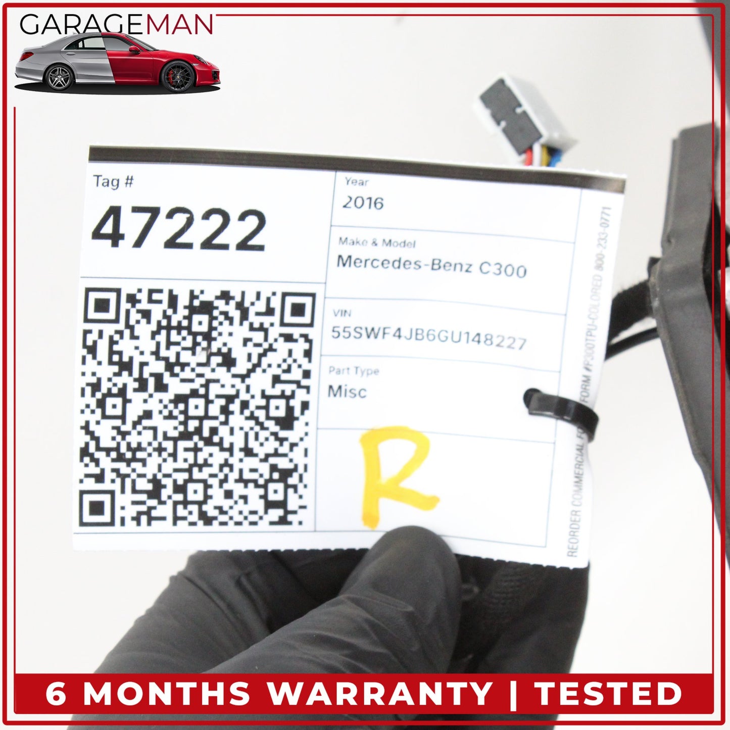 2015-2016 Mercedes W205 C300 Right Rear View Mirror w/ Blind Spot Carbon Fiber
