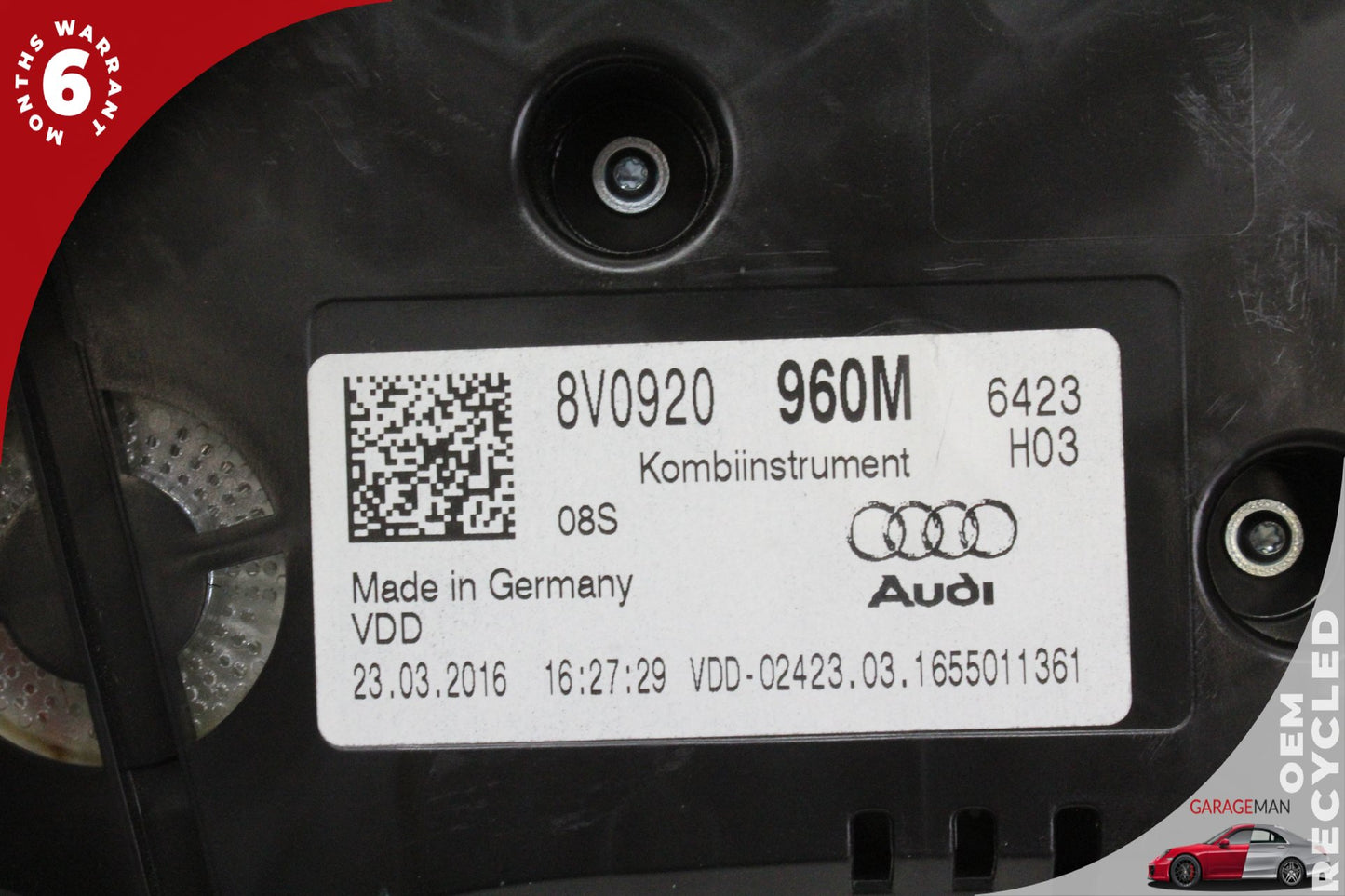 2015-2018 Audi A3 8V Sedan Speedometer Instrument Cluster 8V0920960M OEM