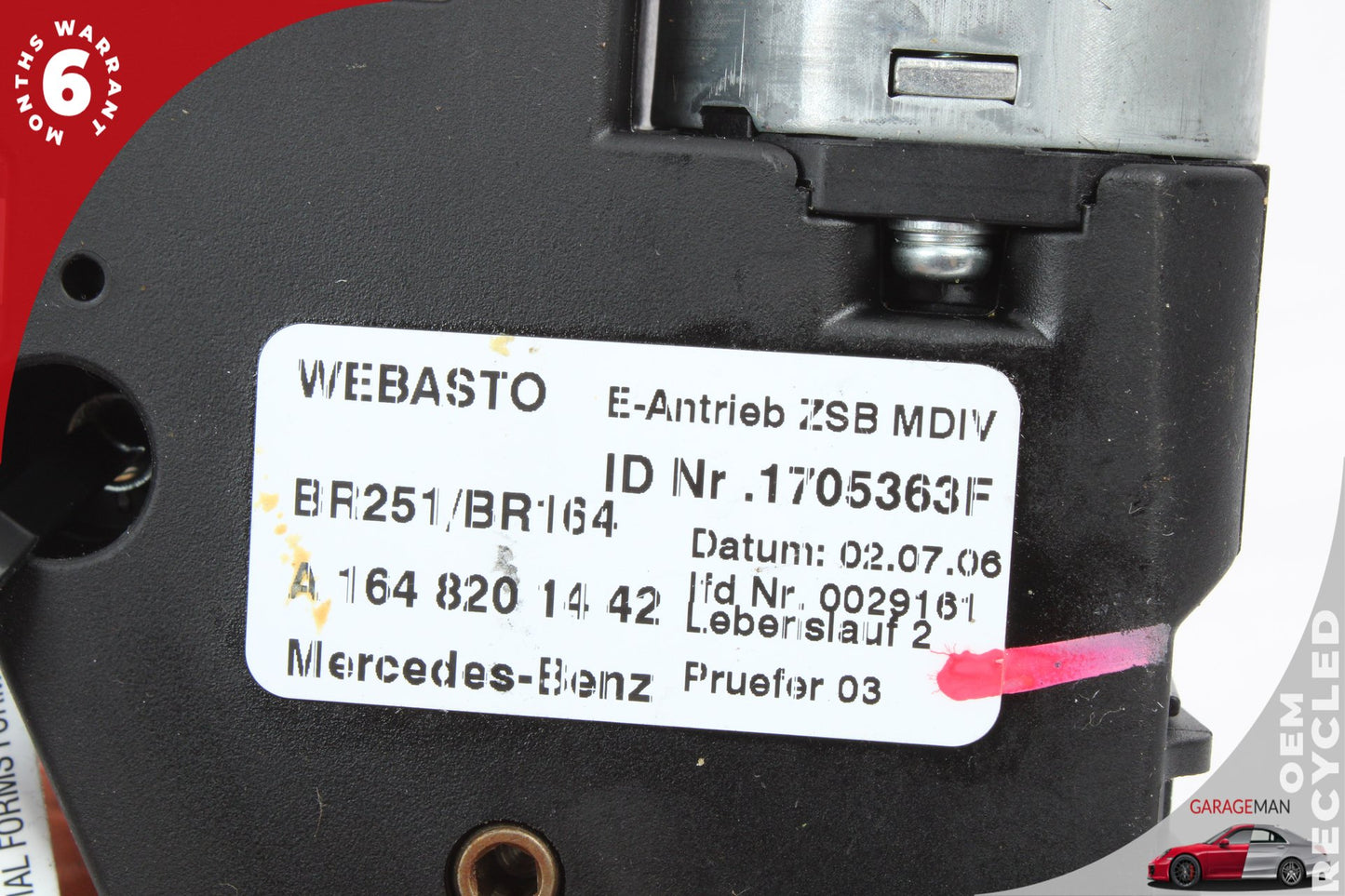 2006-2013 Mercedes X164 GL450 ML350 Panoramic Sun Roof Motor 1648201442 OEM