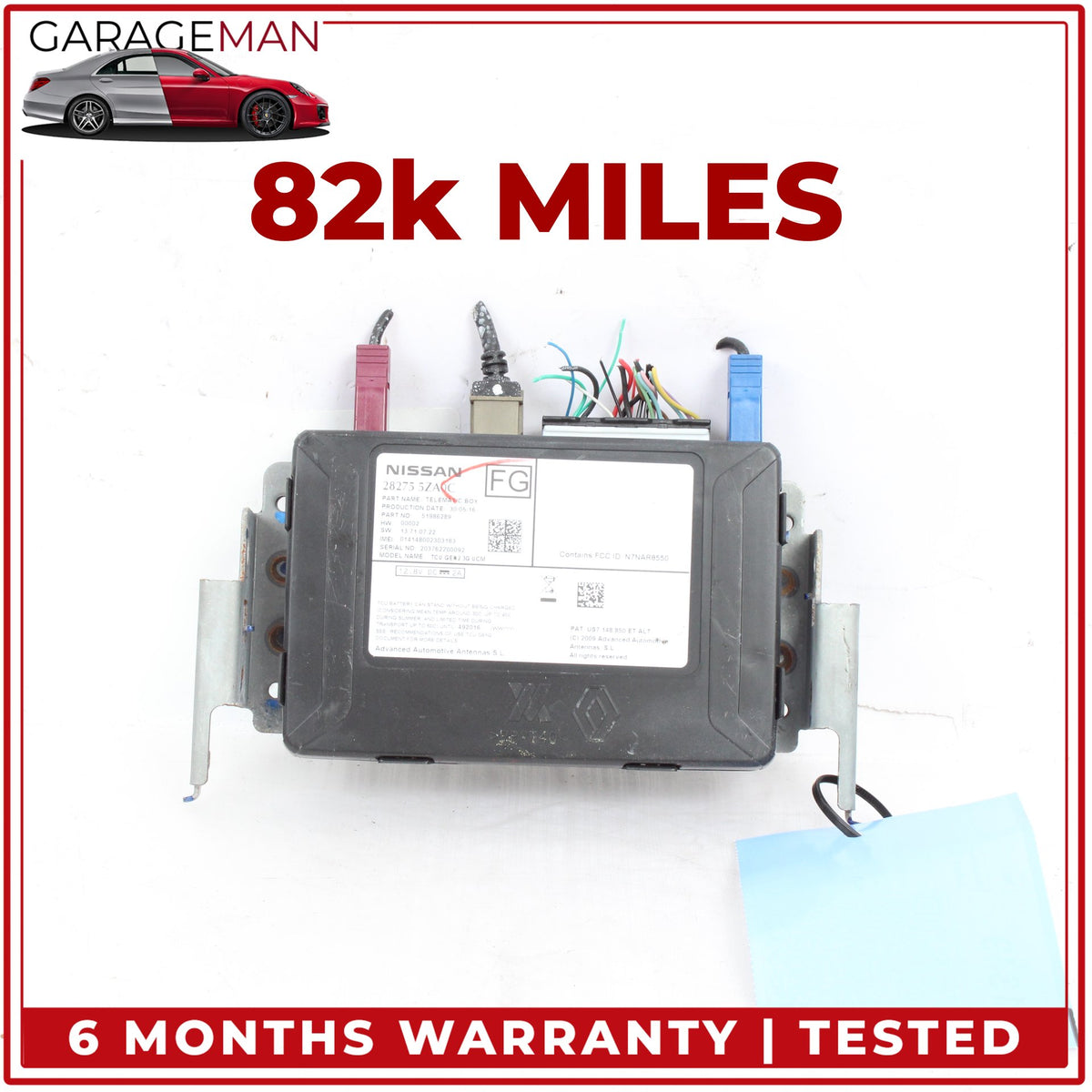 2016-2018 Infiniti Q50 Telematics Communication Control Module 282755ZA0C OEM