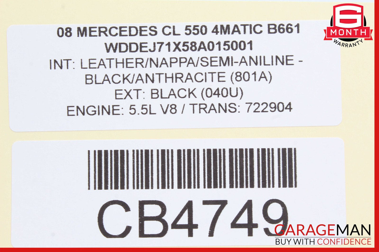 07-10 Mercedes W216 CL550 S550 Steering Wheel Airbag Air Bag Assembly Black