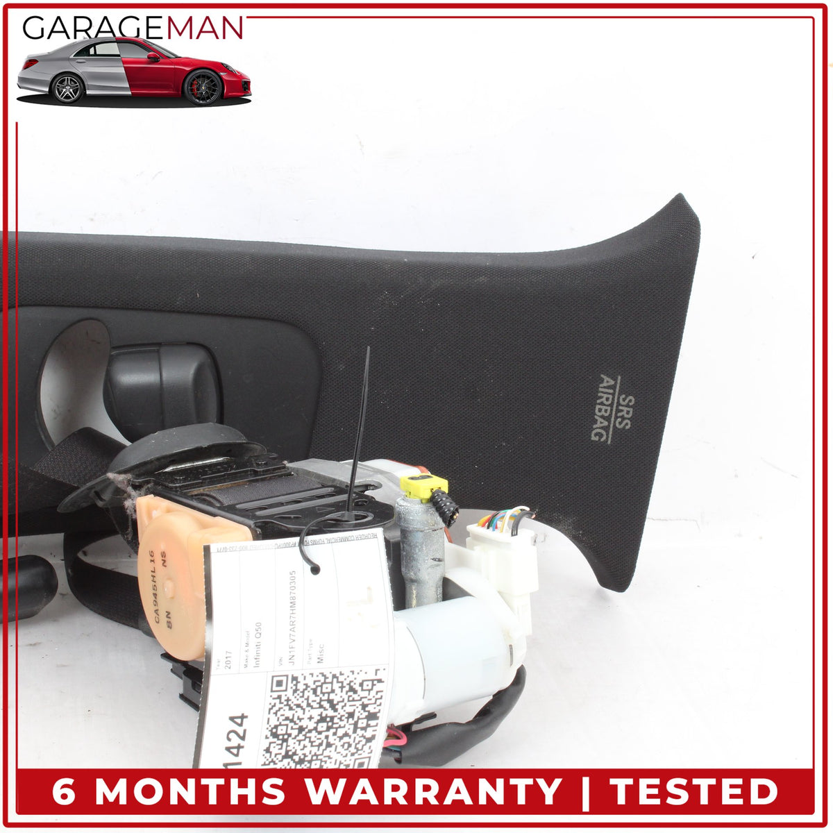 2014-2024 Infiniti Q50 Front Left Side Seat Belt Retractor w/ Cover Assembly OEM