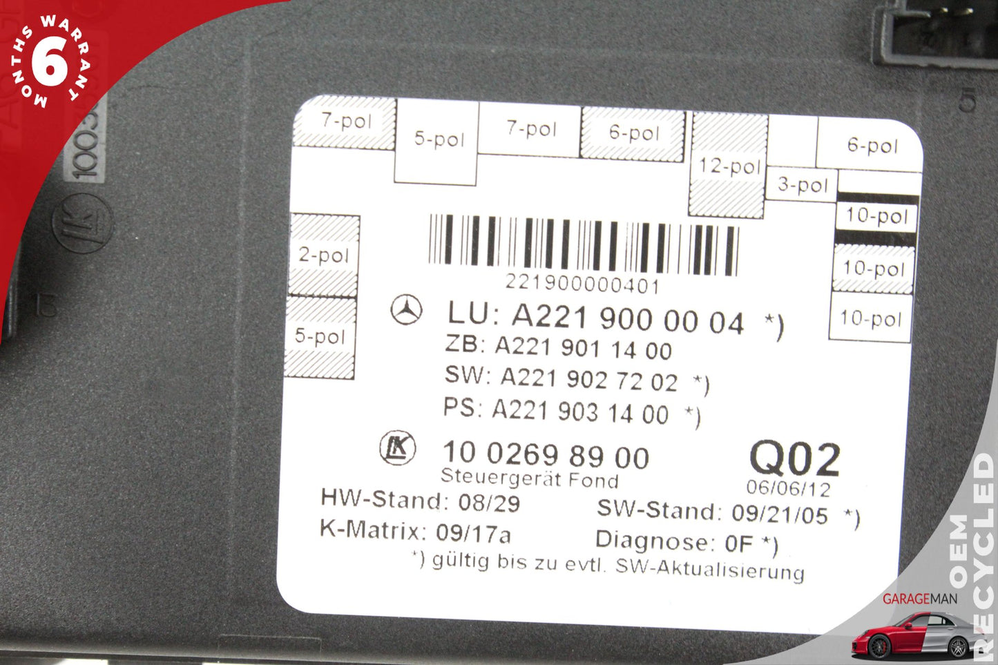 2007-2013 Mercedes W221 S550 S400 Rear Left or Right Door Control Module OEM