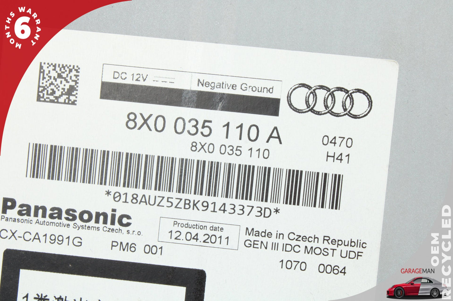 2012-2018 Audi A6 C7 Sedan CD DVD Disc Changer Player 8X0035110A OEM