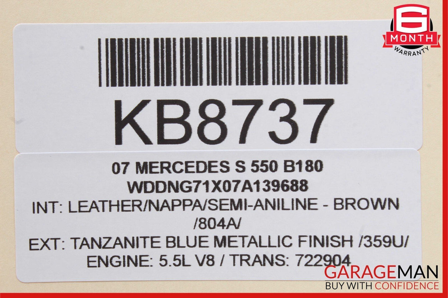 07-10 Mercedes W221 S550 CL600 Steering Wheel Airbag Air Bag Assembly Brown OEM