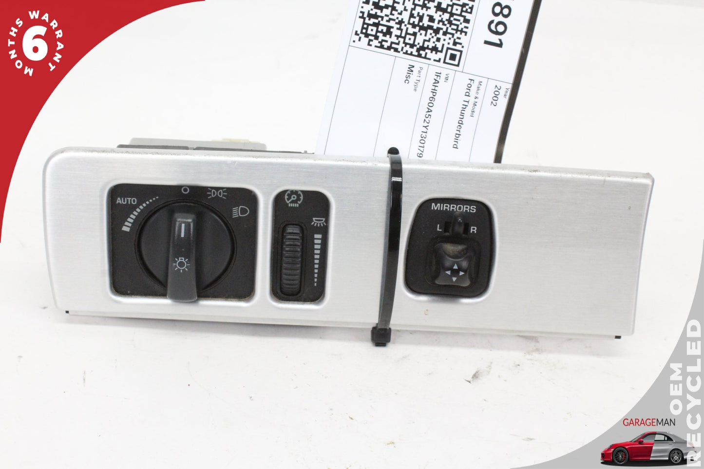 2002-2005 Ford Thunderbird Headlight Control Switch Panel w/ Trim 5W63B89AB OEM