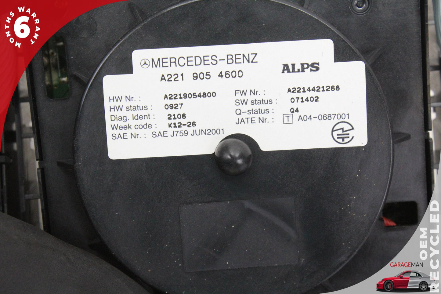 10-14 Mercedes-Benz S550 W221 Control Switch Knob 2219054600