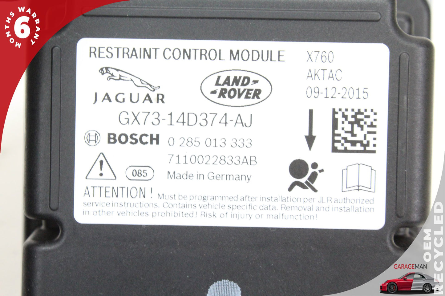 2016-2019 Jaguar XF XE X260 Airbag Sensor Restraint Module GX7314D374AJ OEM