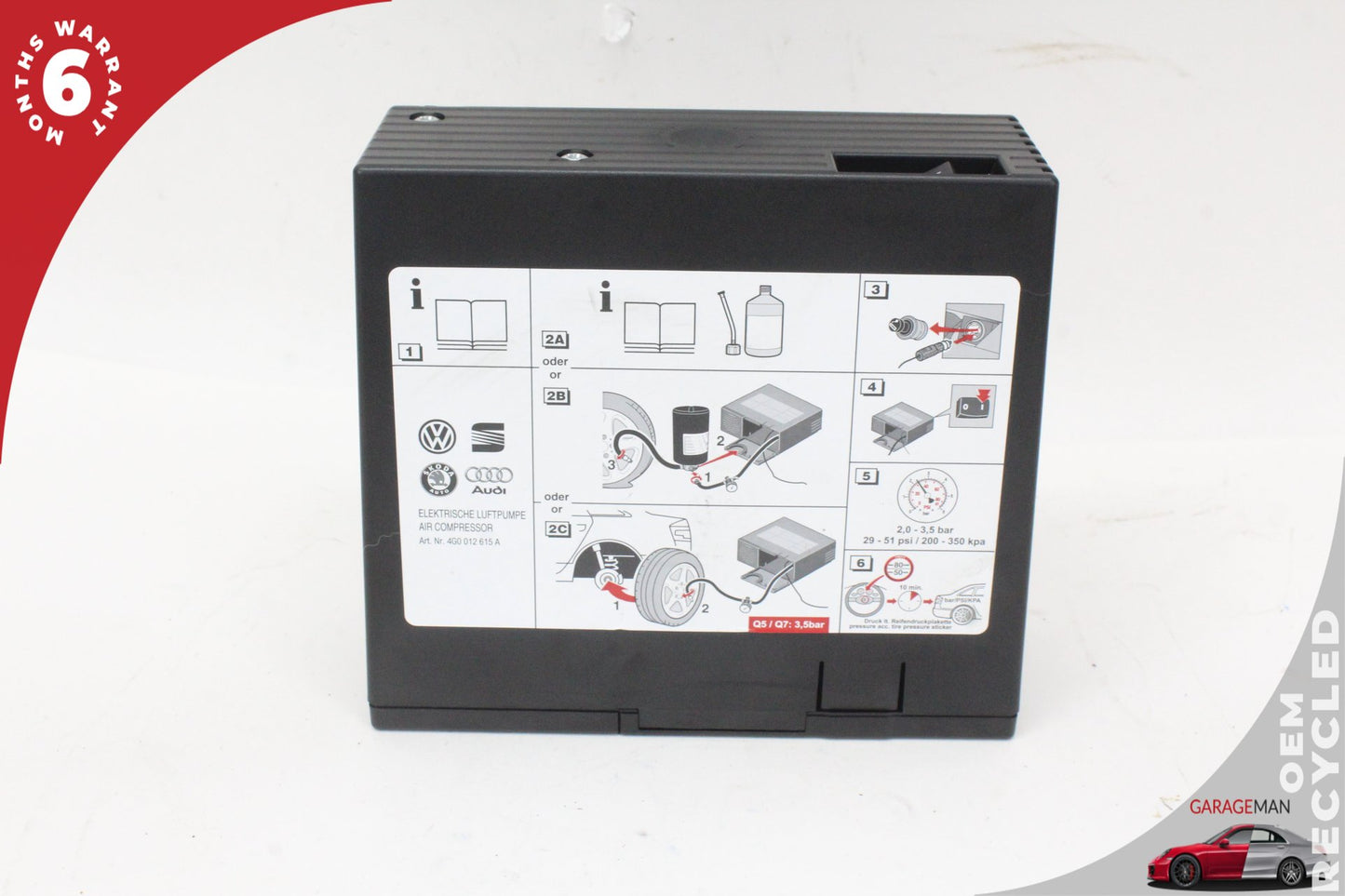 2018-2025 Audi Q5 SQ5 Emergency Tire Air Compressor Pump 4G0012615A OEM