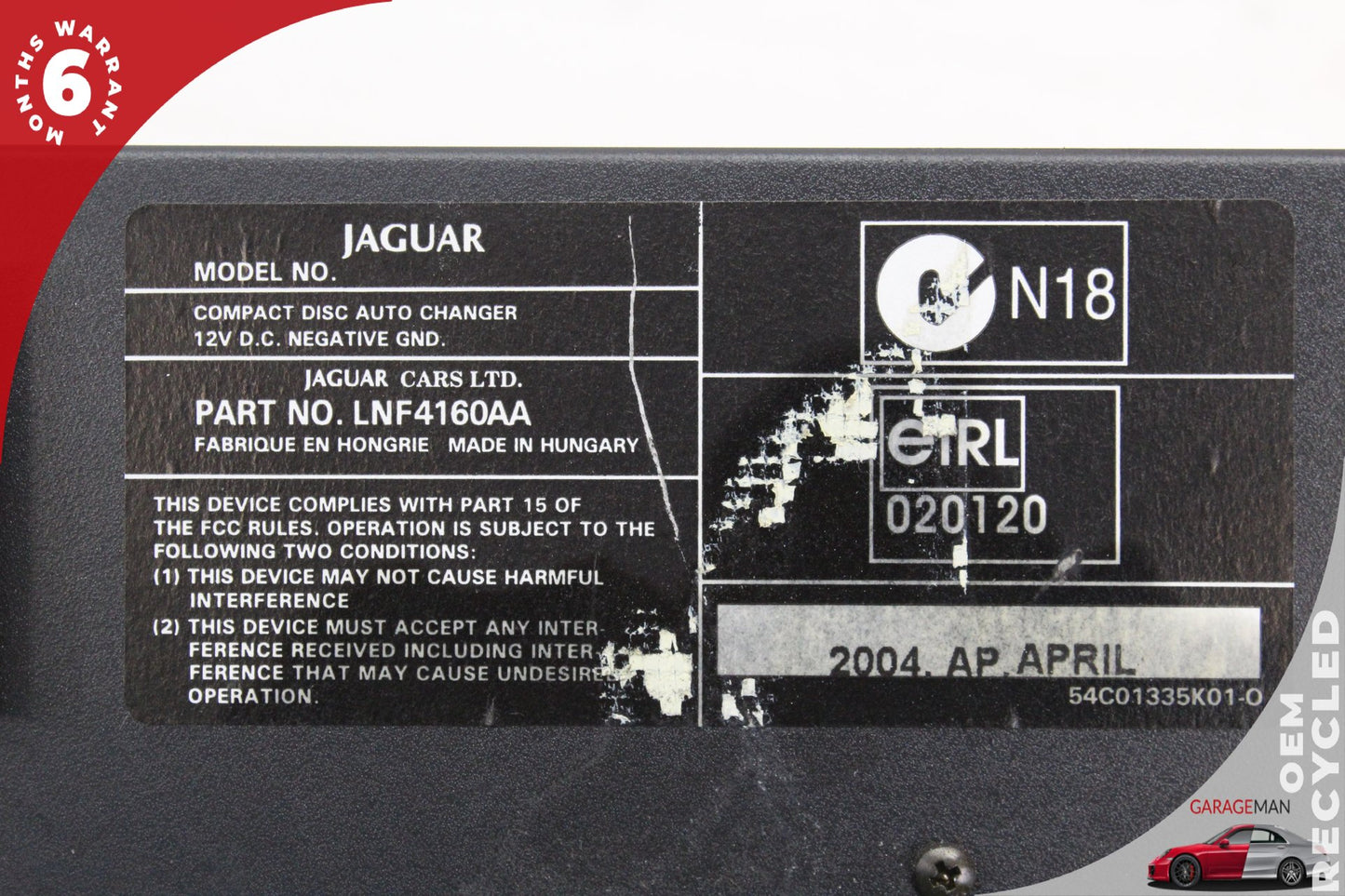 1997-2006 Jaguar XK8 X100 Convertible CD Changer 6 Disk Player LNF4160AA