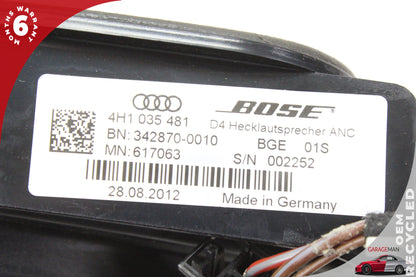 2011-2018 Audi A8 Rear Center Deck Bass Speaker Loudspeaker Bose 4H1035481