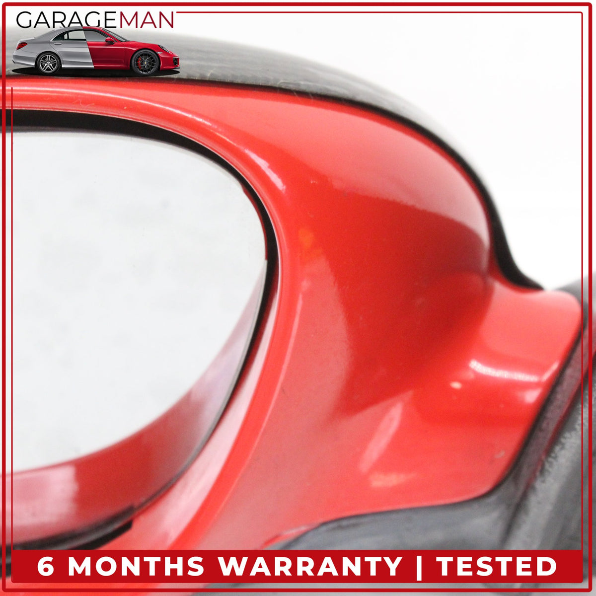 1999-2005 Porsche 911 Left Door Rear View Mirror Red w/ Carbon Fiber Cover OEM