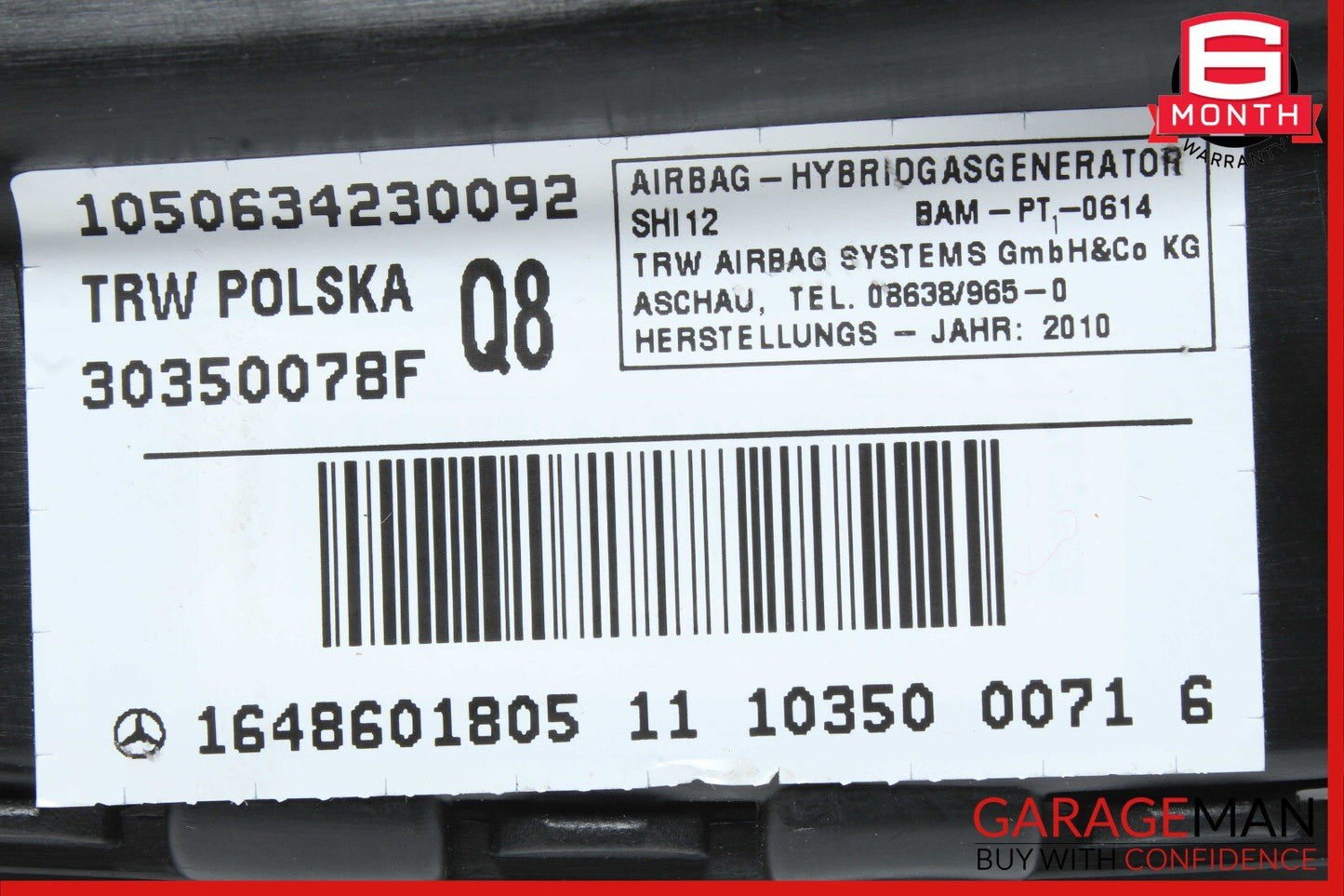 06-14 Mercedes W221 S550 R500 CL500 Front Right Side Seat SRS Airbag Air Bag OEM