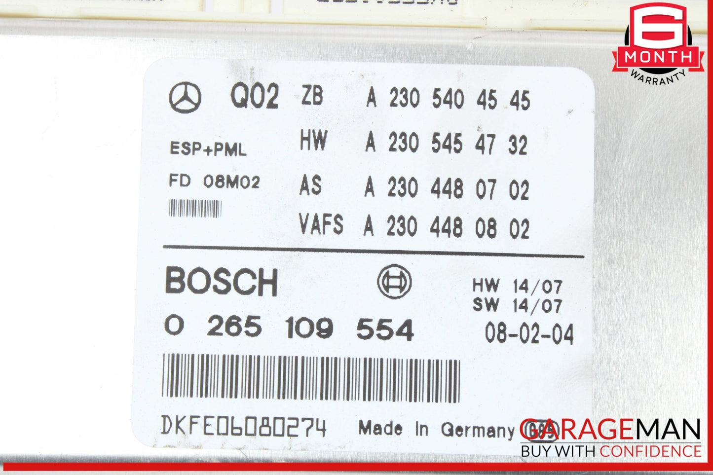 2007-2012 Mercedes SL550 R230 ESP Electronic Stability Control Module 2305404545