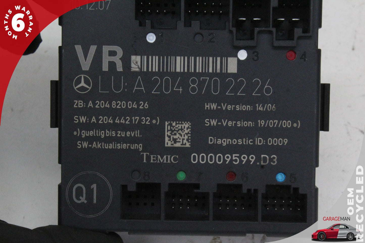 08-14 Mercedes-Benz C300 W204 Right Front Door Control Module 2048702226 OEM