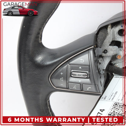 2014-2017 Infiniti Q50 V37 Front Left Heated Steering Wheel Leather Black OEM