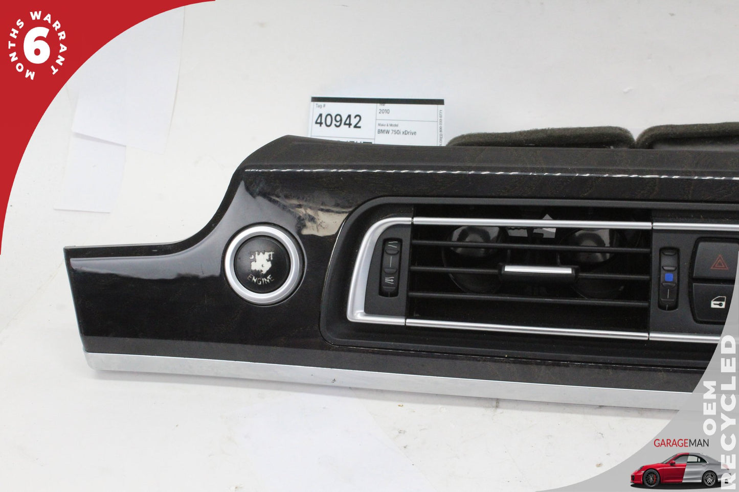 2009-2015 BMW 750i Front Dash Center Air Vent Grille w/ Engine Start Button OEM