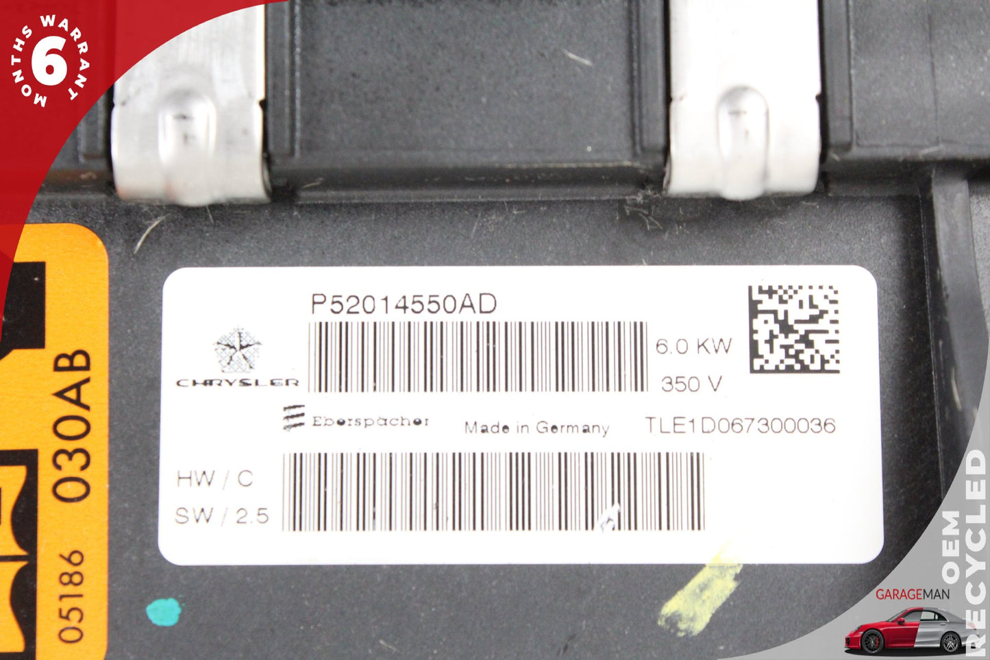 2013-2018 Fiat 500e Electric EV PTC Water Heater Unit 52014550AD OEM