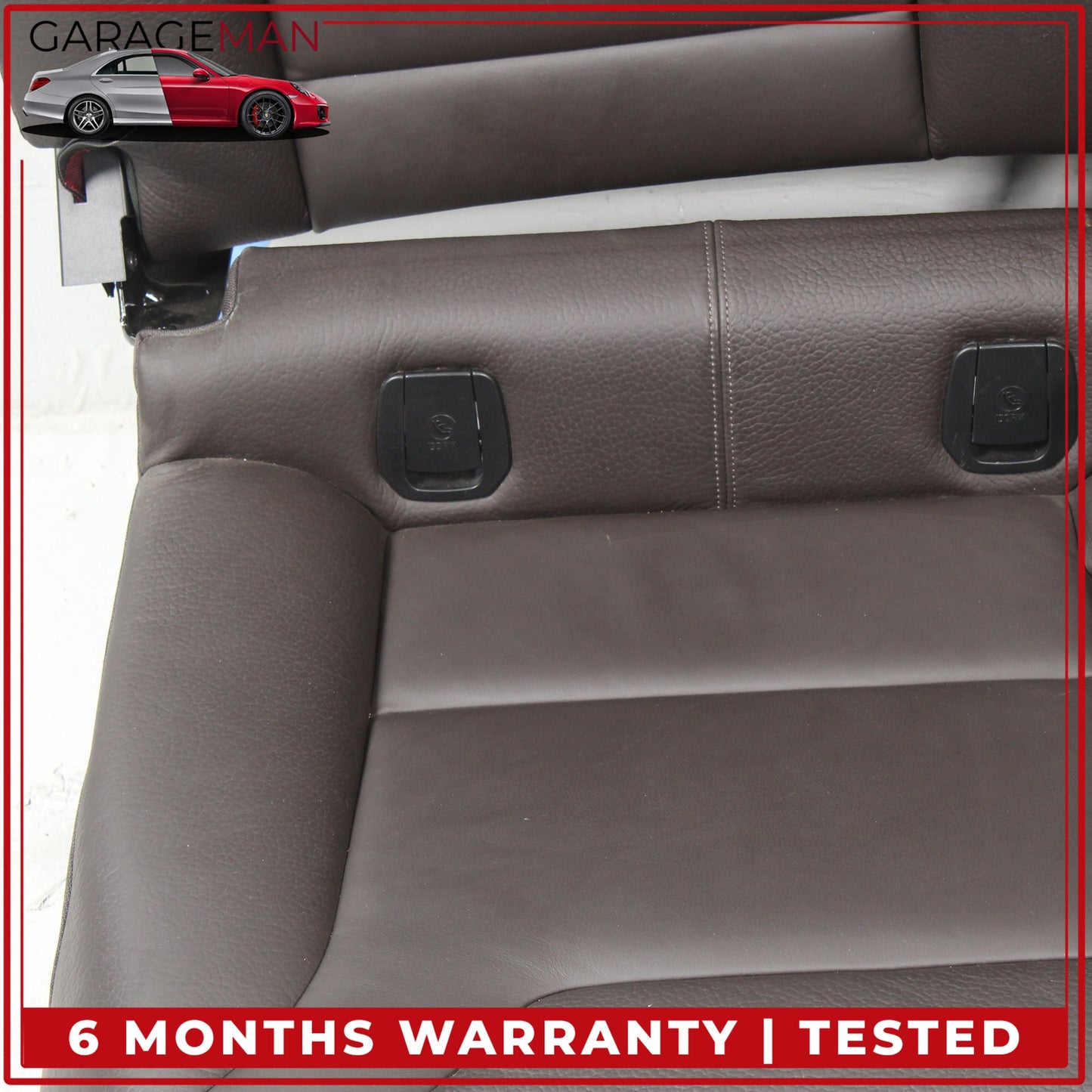 2014-2021 BMW i3 Rear Upper and Lower Seat Bench Cushion w/ Headrest Brown OEM