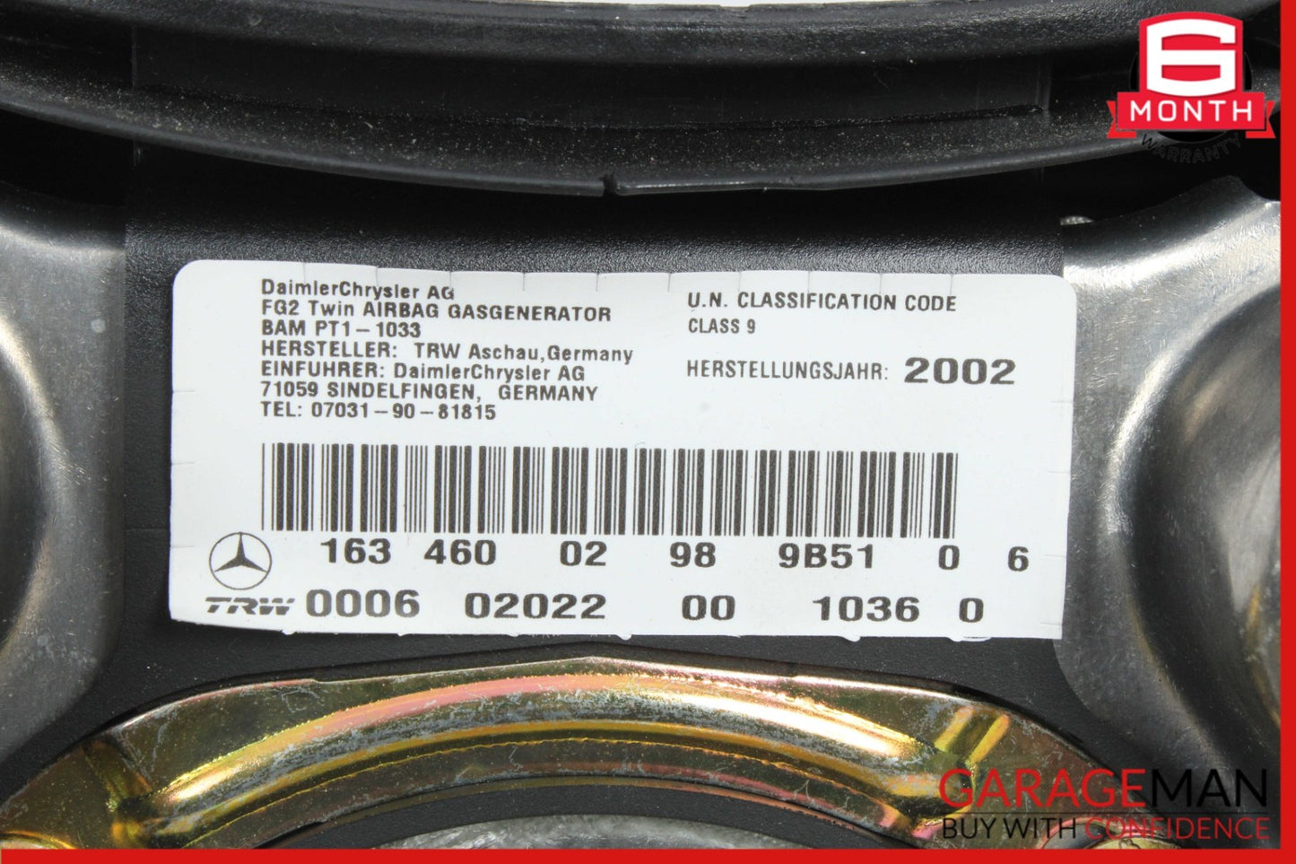 2001-2005 Mercedes-Benz W163 ML320 W163 Steering Wheel Airbag 1634600298 OEM