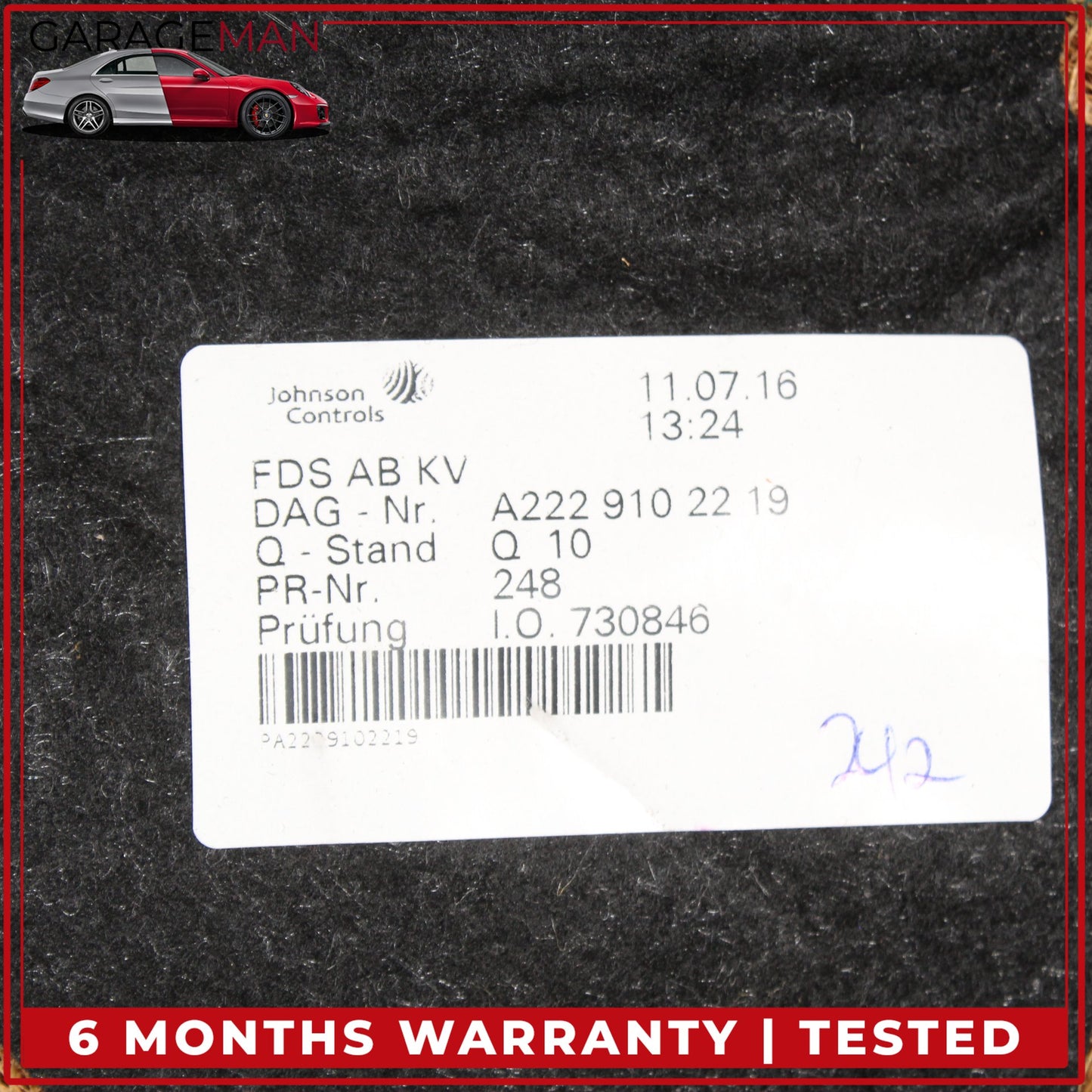 2014-2017 Mercedes W222 S550e Front Left Upper Seat Cushion Black 2229102219 OEM